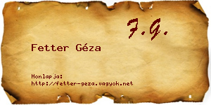 Fetter Géza névjegykártya