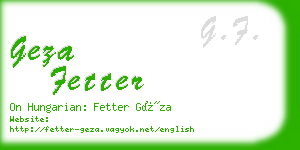 geza fetter business card